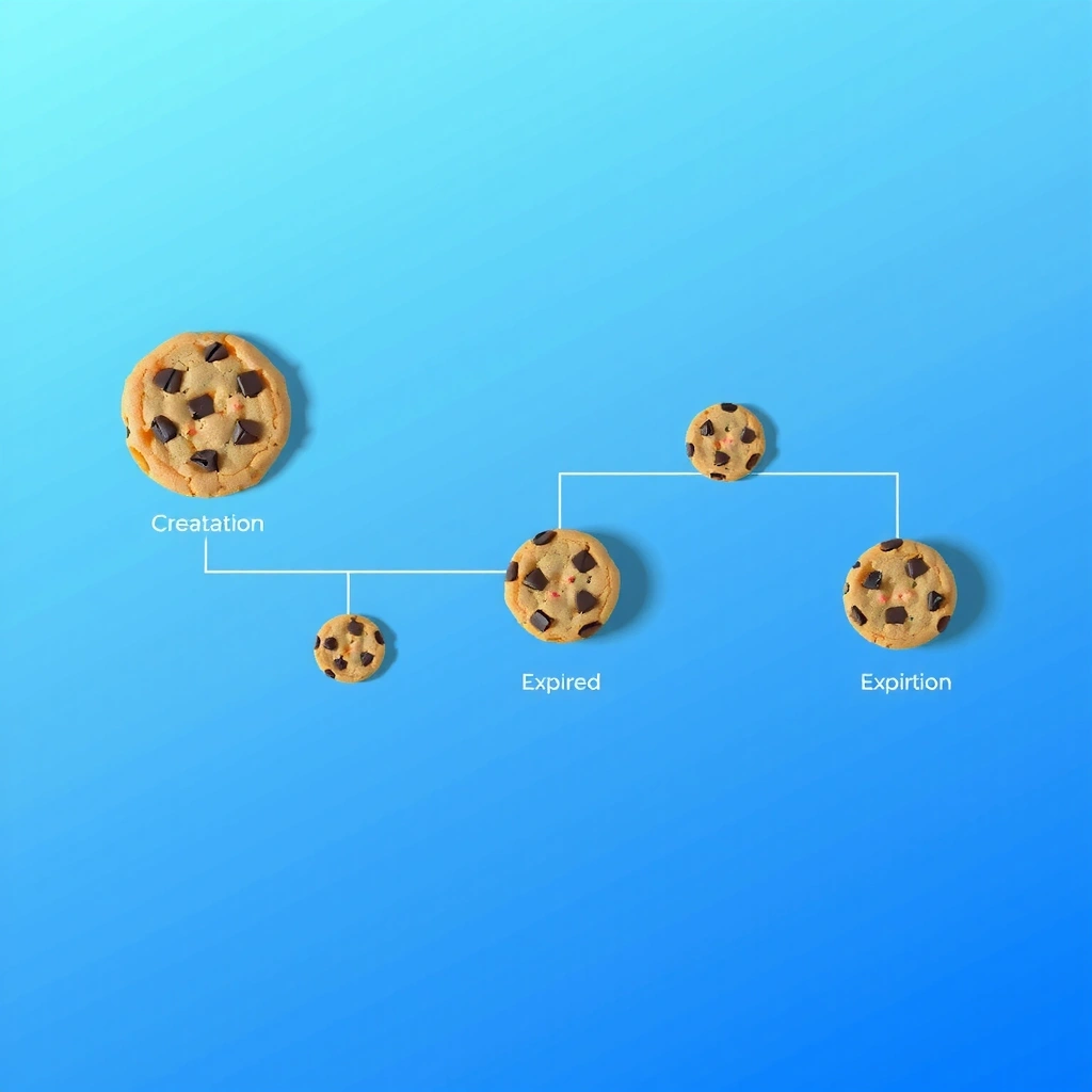 Timeline visualization showing cookie lifecycle and storage duration